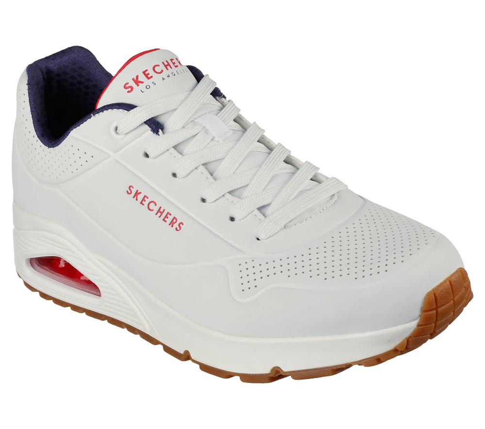 Men Skechers Uno - Stand on Air Sneakers White / Navy  USA |  7169-EFGRU
