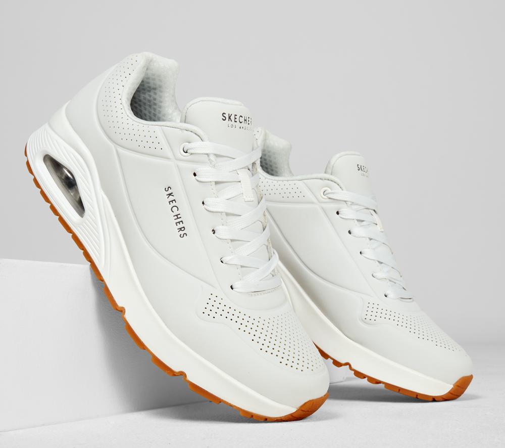 Men Skechers Uno - Stand on Air Sneakers White  USA |  9642-CVFJZ