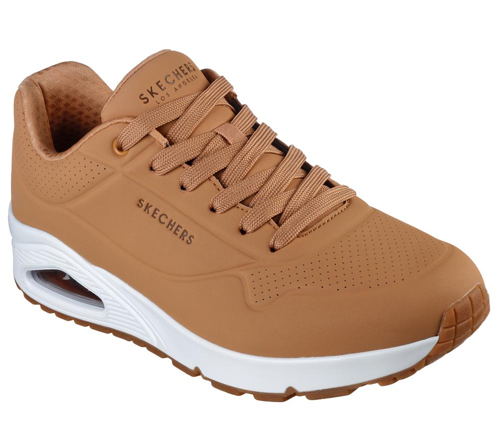Men Skechers Uno - Stand on Air Sneakers Tan Grey  USA |  5894-LHCQB