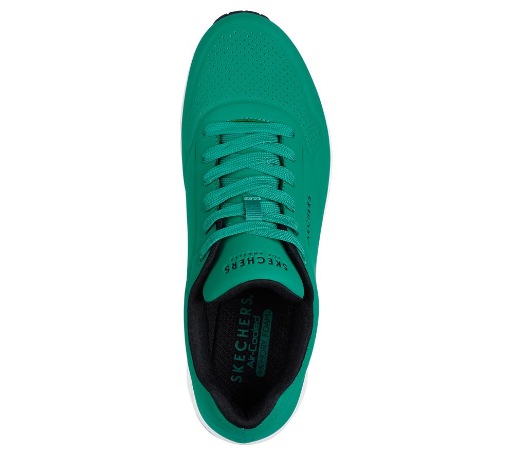 Men Skechers Uno - Stand on Air Sneakers Green / White  USA |  8692-RXMDO