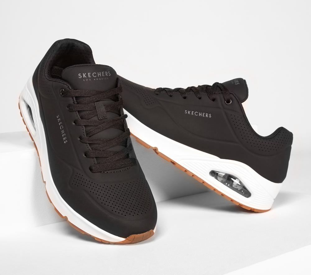 Men Skechers Uno - Stand on Air Sneakers Black  USA |  0917-VKDYX