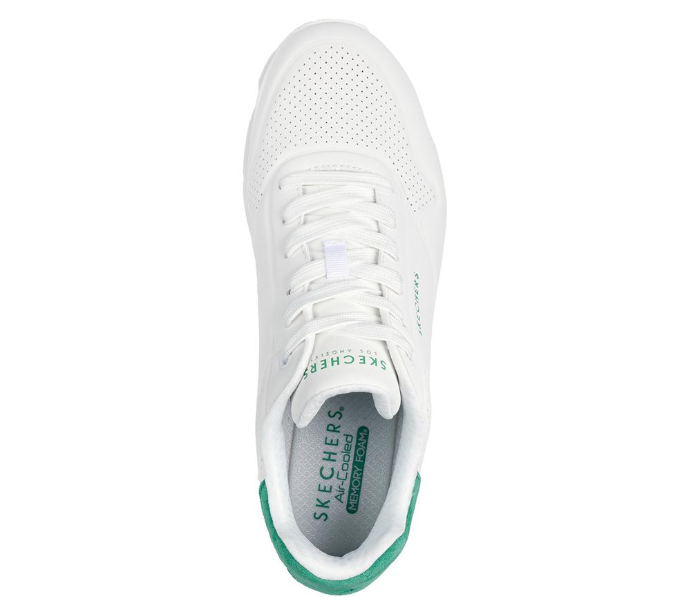 Men Skechers Uno - Suited On Air Lace Up White / Green  USA |  4359-LEFRG