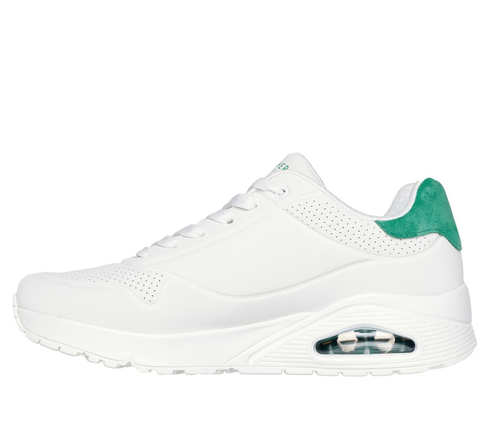 Men Skechers Uno - Suited On Air Lace Up White / Green  USA |  4359-LEFRG