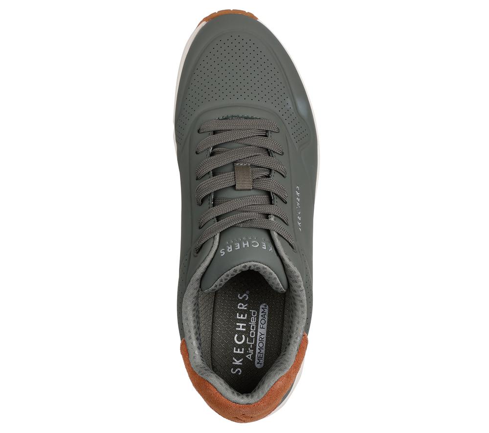 Men Skechers Uno - Suited On Air Lace Up Olive  USA |  1359-MJNUV