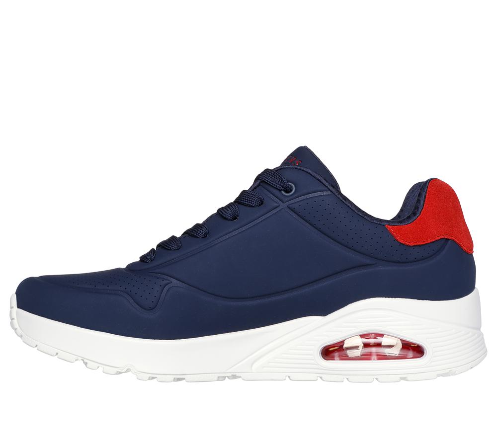 Men Skechers Uno - Suited On Air Lace Up Navy / Red  USA |  7459-QKJGO