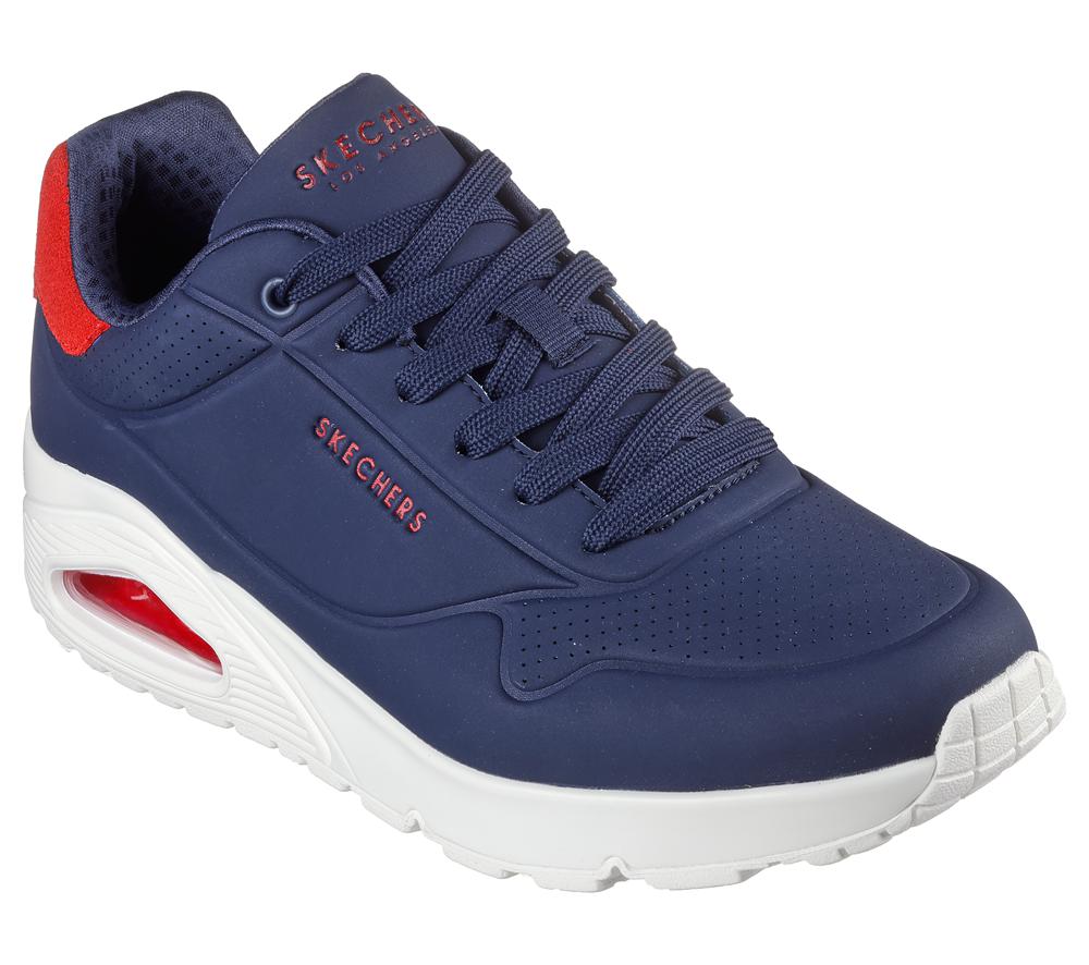 Men Skechers Uno - Suited On Air Lace Up Navy / Red  USA |  7459-QKJGO
