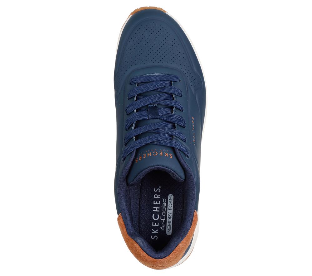 Men Skechers Uno - Suited On Air Lace Up Navy  USA |  9740-RFOPI