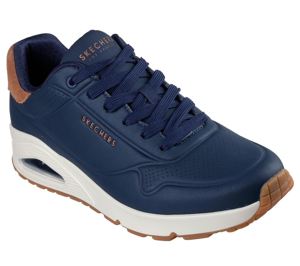 Men Skechers Uno - Suited On Air Lace Up Navy  USA |  9740-RFOPI