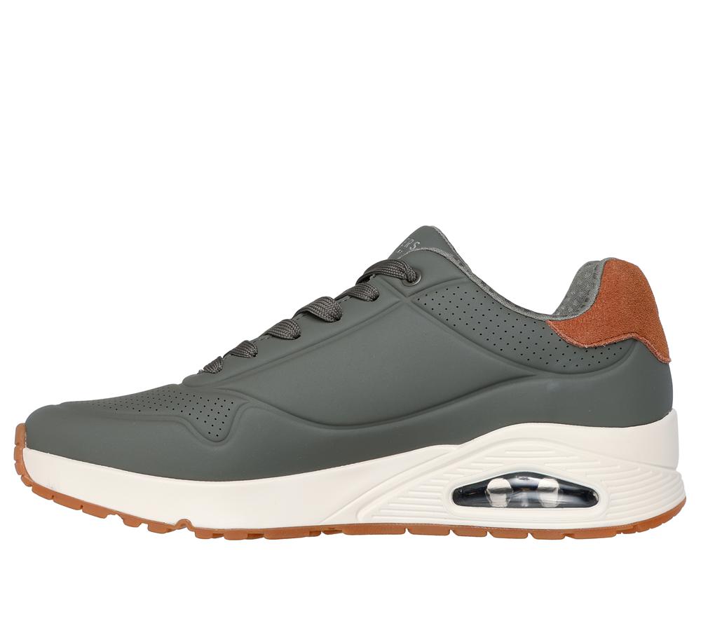 Men Skechers Uno - Suited On Air Sneakers Olive  USA |  4139-TWDEV