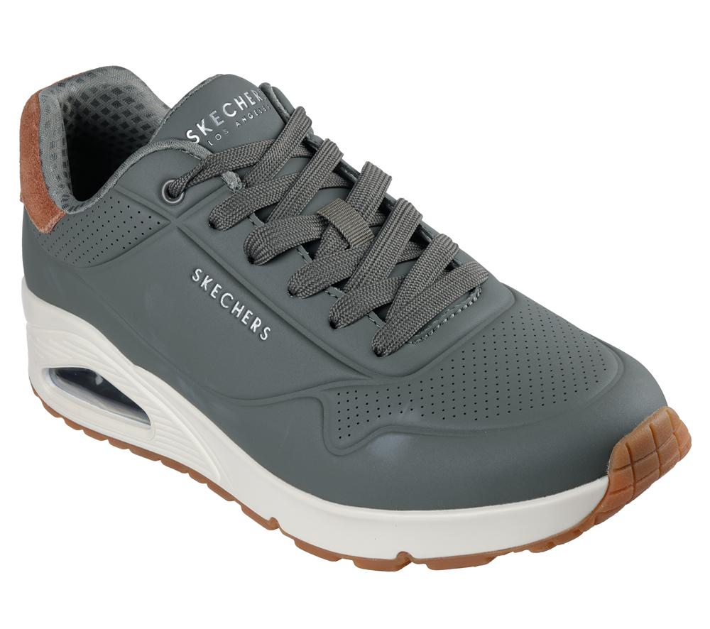 Men Skechers Uno - Suited On Air Sneakers Olive  USA |  4139-TWDEV