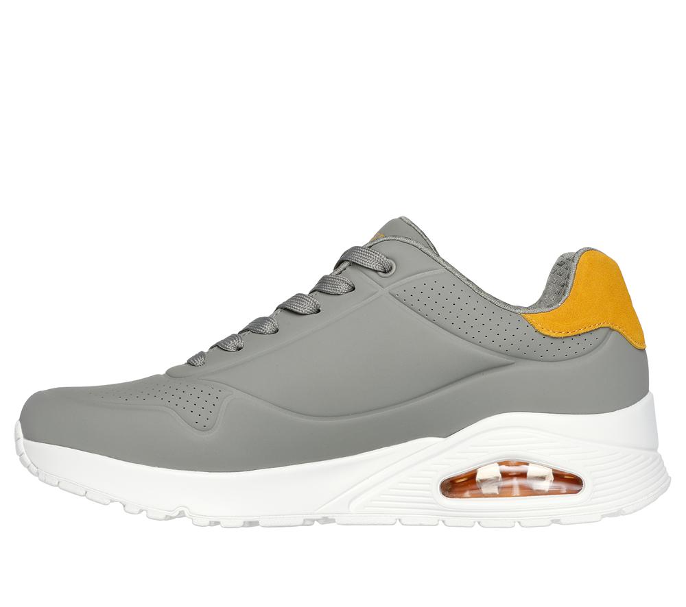 Men Skechers Uno - Suited On Air Sneakers Grey / Yellow  USA |  3156-TEDSL