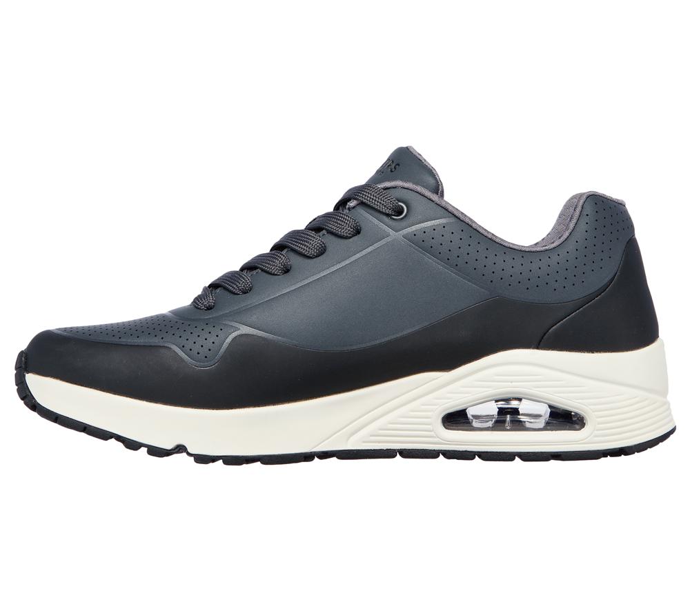 Men Skechers Uno - Timeline Lace Up Grey / Black  USA |  2581-DTHUX