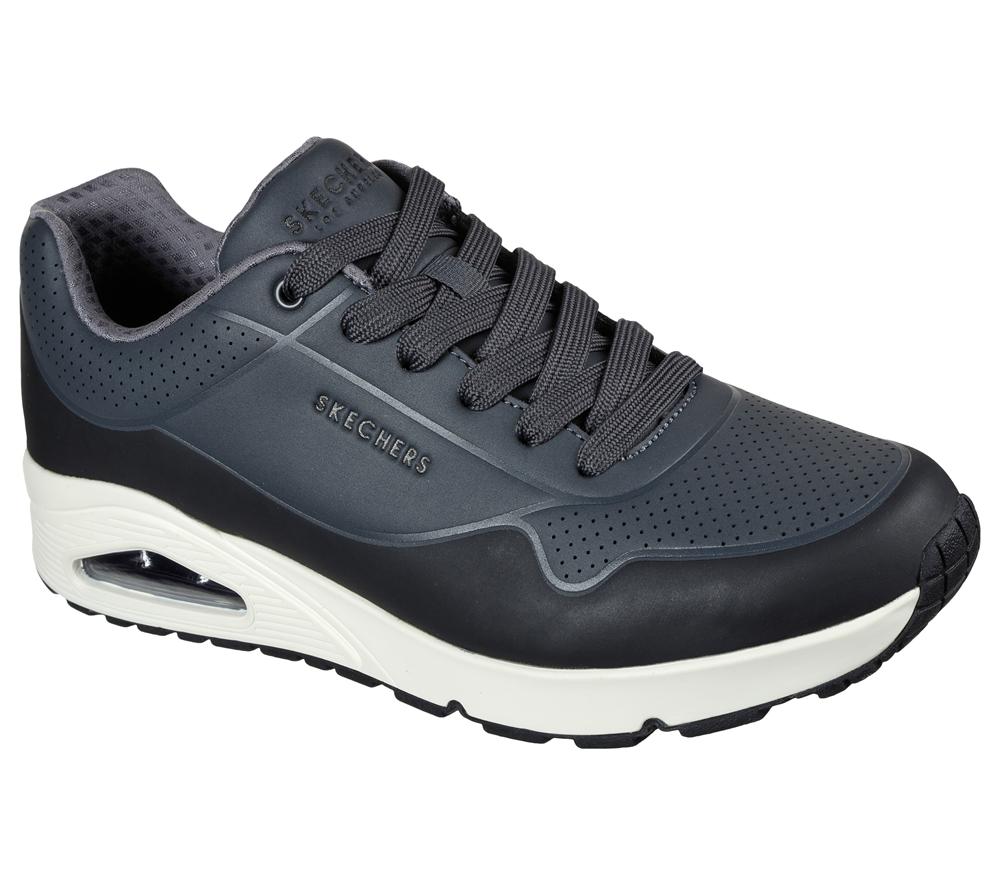 Men Skechers Uno - Timeline Lace Up Grey / Black  USA |  2581-DTHUX