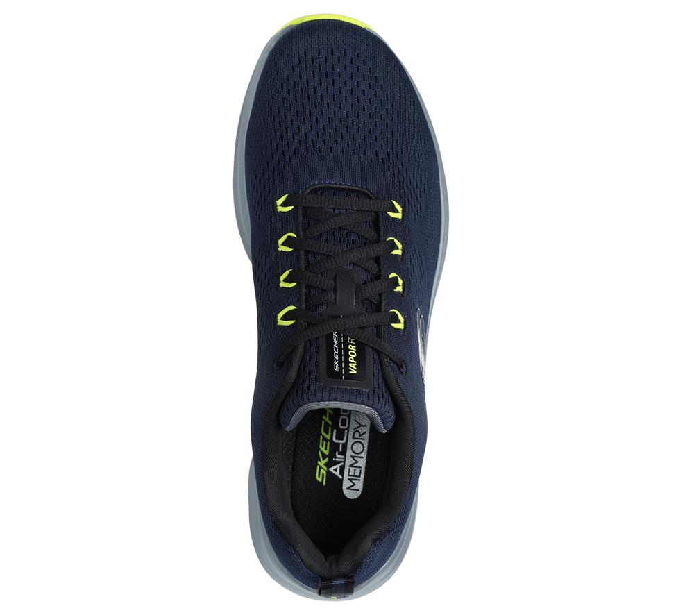 Men Skechers Vapor Foam Sneakers Navy / Lime  USA |  3715-KZMXR