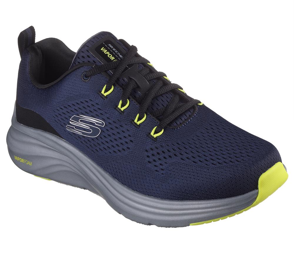 Men Skechers Vapor Foam Sneakers Navy / Lime  USA |  3715-KZMXR
