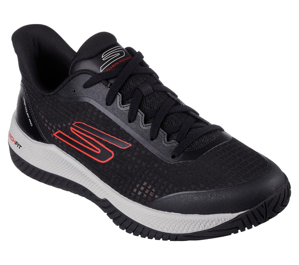 Men Skechers Viper Court Pro - Pickleball Lace Up Black / Red  USA |  4956-XCBKW
