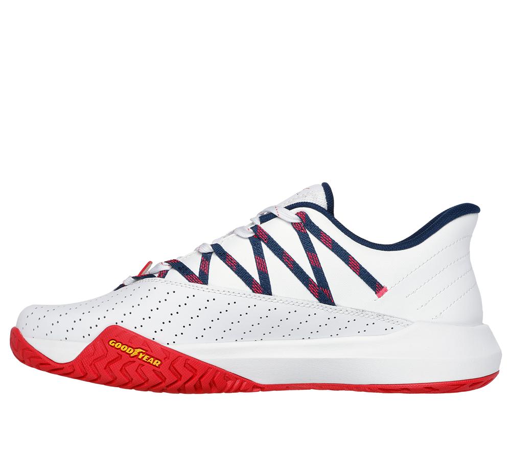 Men Skechers Viper Court Rally Lace Up White / Navy  USA |  6397-YODLB