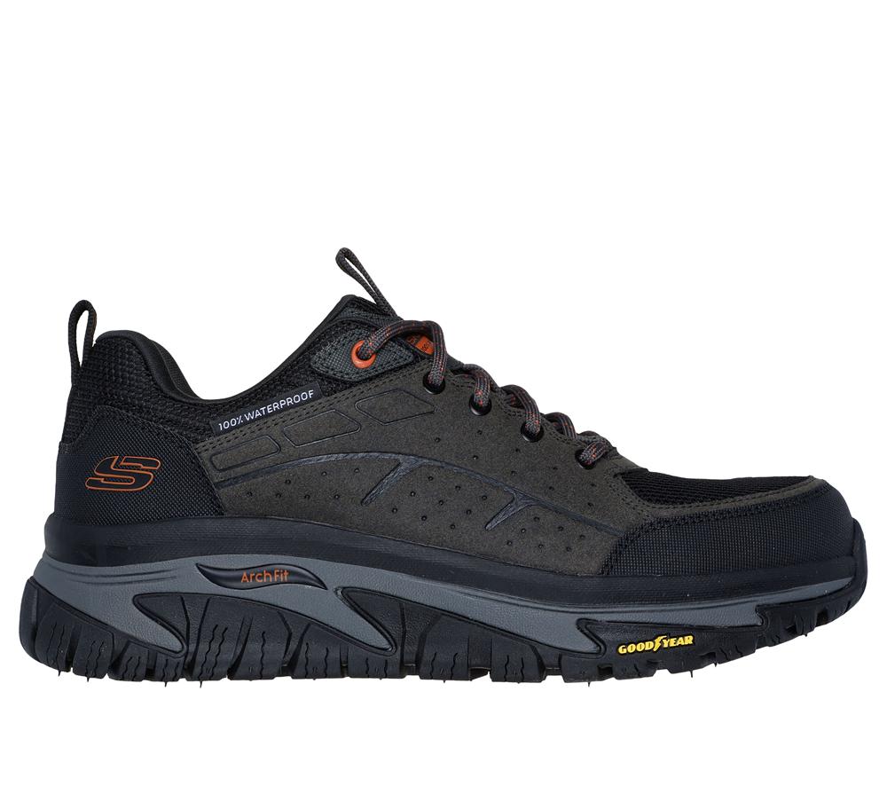 Men Skechers Waterproof: Arch Fit Road Walker - Vernal Sneakers Charcoal / Black  USA |  3728-UJEDV