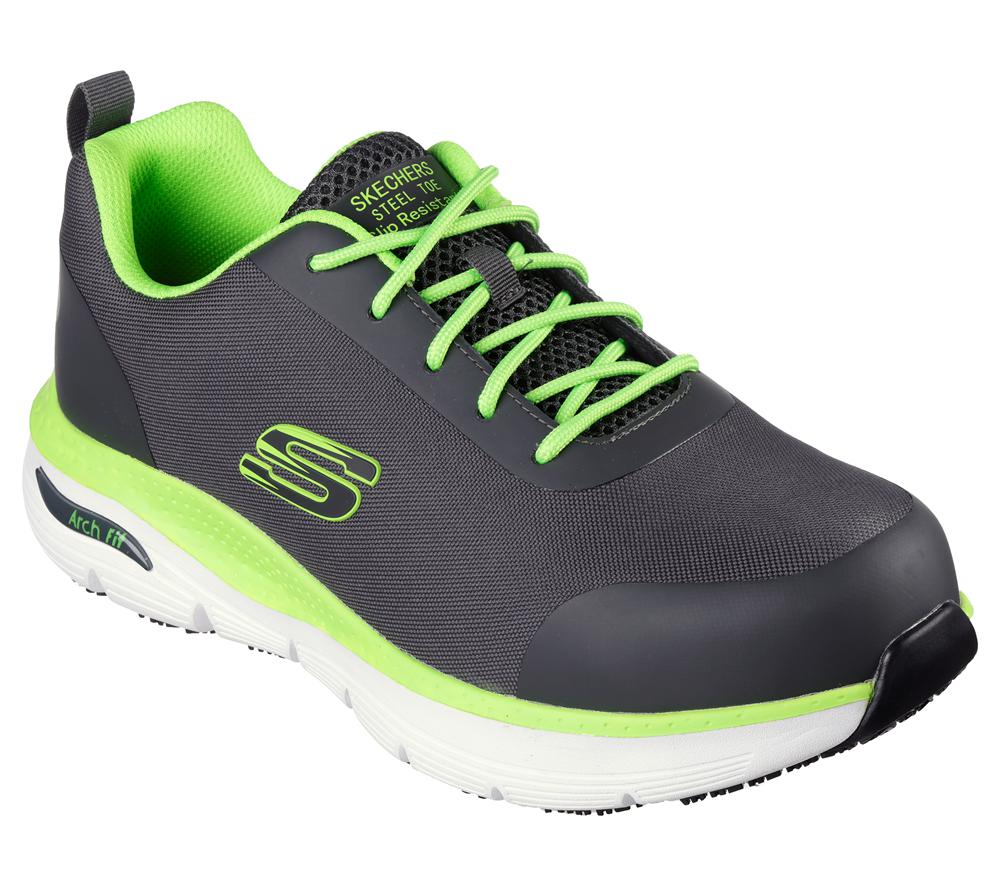 Men Skechers Work: Arch Fit SR - Ringstap Work Shoes Charcoal / Lime  USA |  1368-ZEQXW