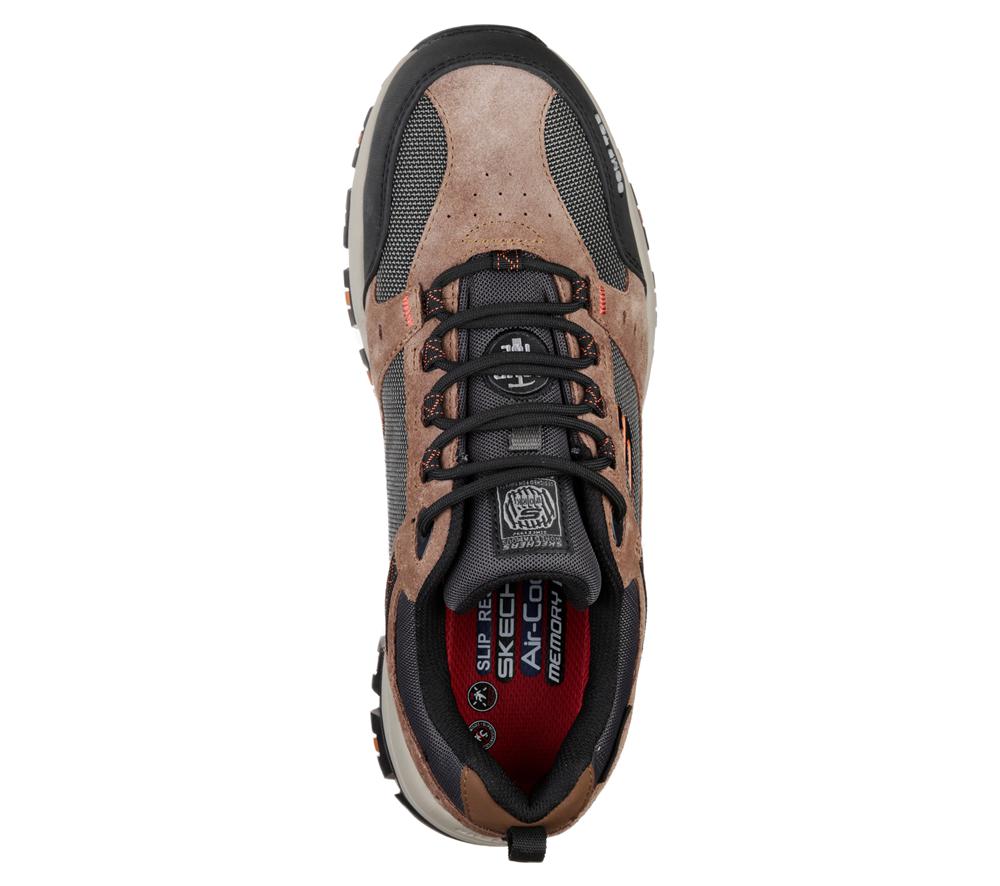 Men Skechers Work: Greetah Comp Toe Lace Up Brown / Black  USA |  8639-WXPYC