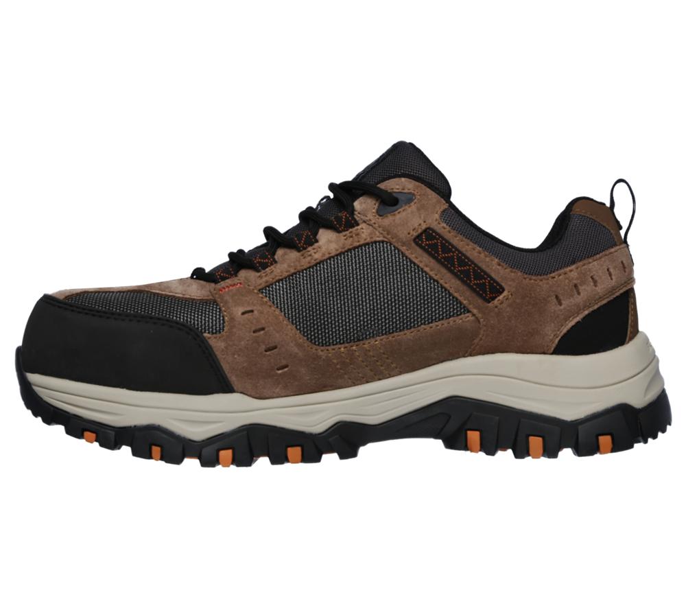 Men Skechers Work: Greetah Comp Toe Lace Up Brown / Black  USA |  8639-WXPYC