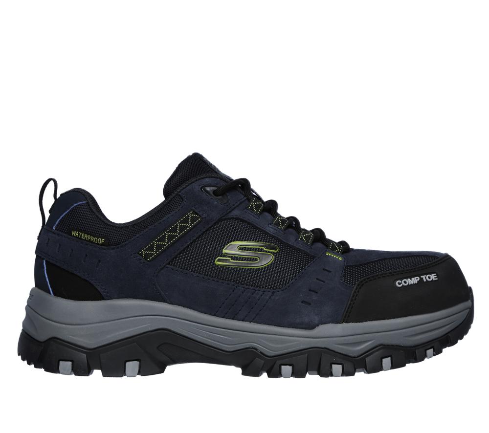 Men Skechers Work: Greetah Comp Toe Work Shoes Navy / Black  USA |  3861-EPHCZ