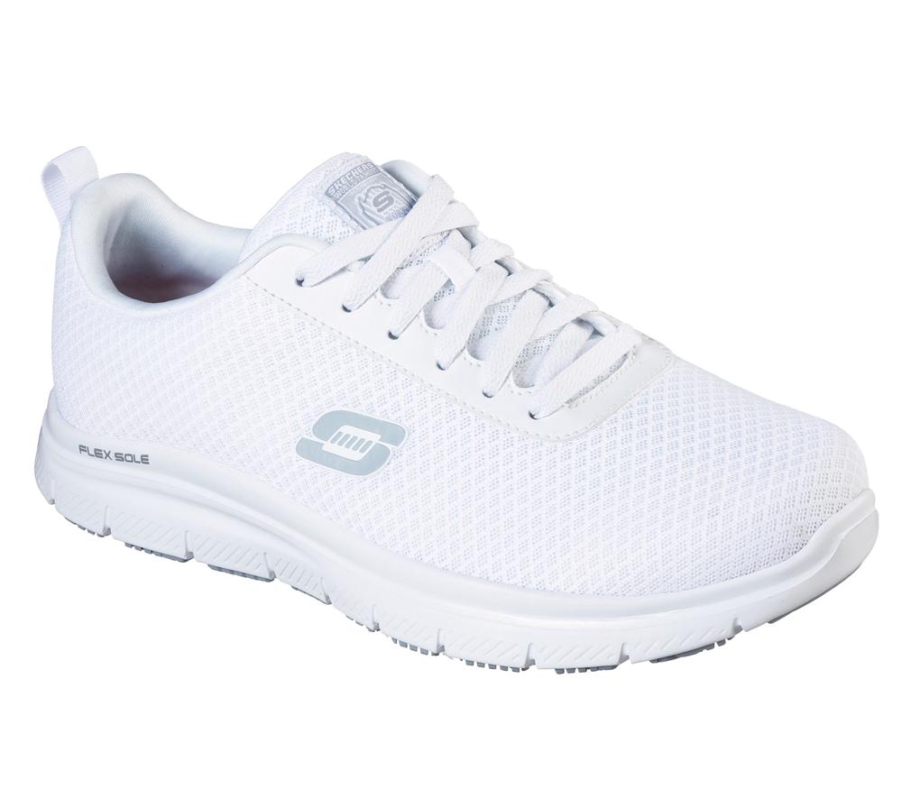 Men Skechers Work Relaxed Fit: Flex Advantage - Bendon SR Work Shoes White  USA |  7426-KZUMS