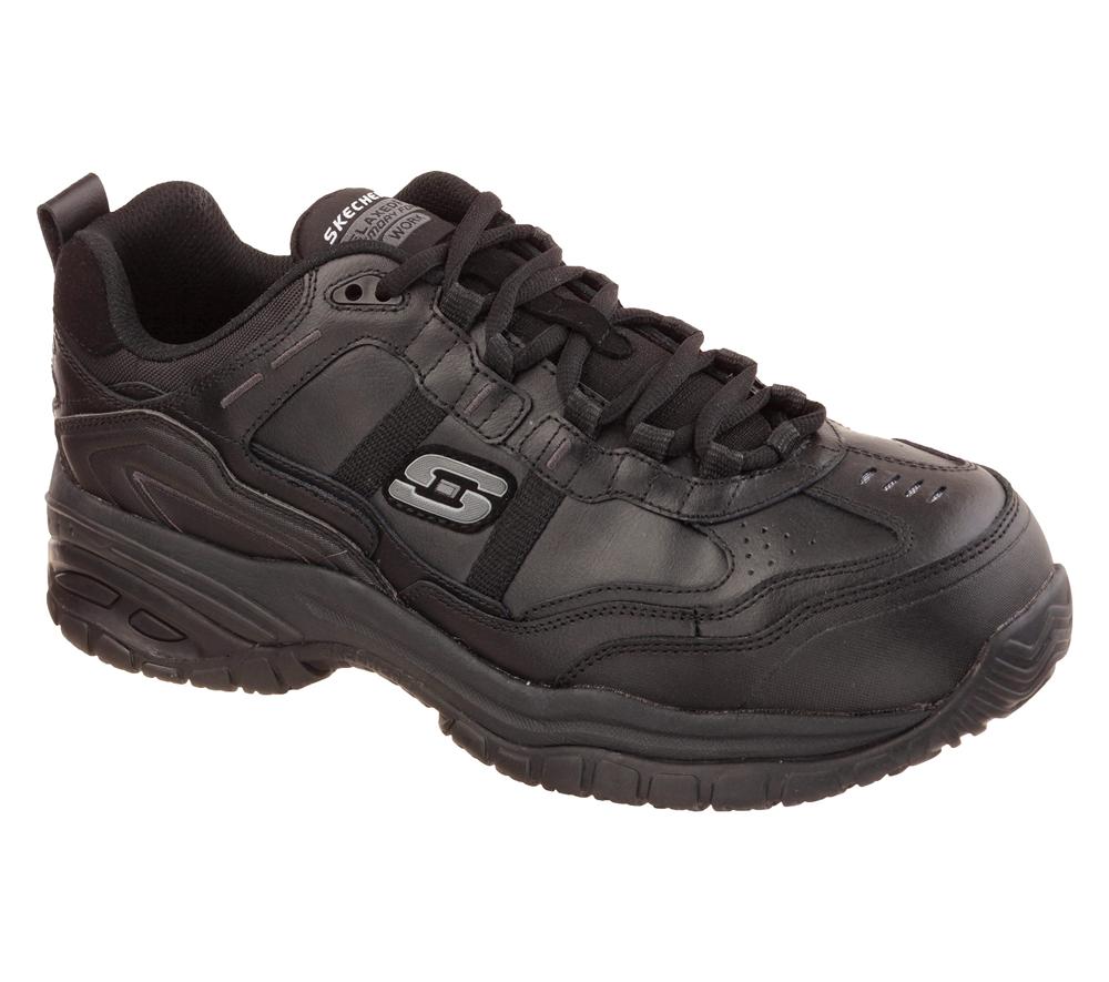 Men Skechers Work Relaxed Fit: Soft Stride - Grinnell Work Shoes Black  USA |  8250-BYMSV