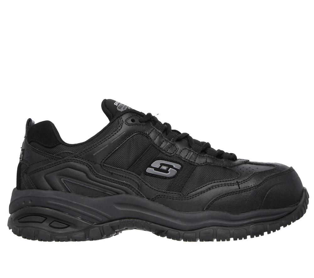 Men Skechers Work Relaxed Fit: Soft Stride - Grinnell Work Shoes Black  USA |  8250-BYMSV