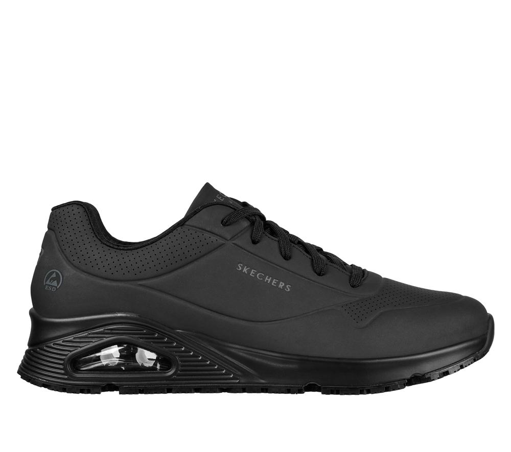 Men Skechers Work Relaxed Fit: Uno SR - Sutal Work Shoes Black  USA |  2574-FEHZK