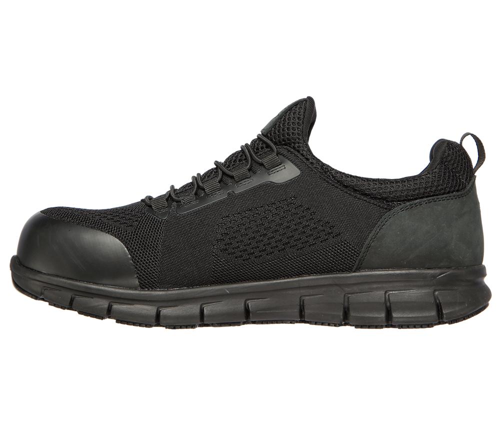 Men Skechers Work: Synergy - Omat Alloy Toe Work Shoes Black  USA |  0238-XMTLB