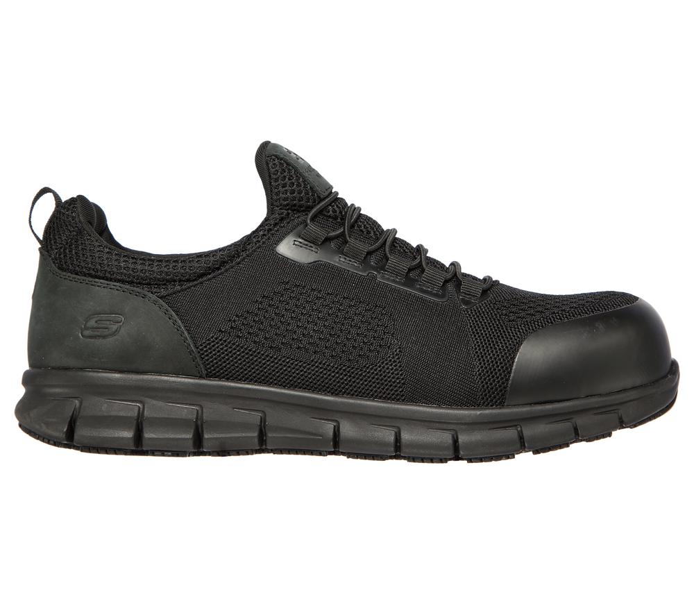 Men Skechers Work: Synergy - Omat Alloy Toe Work Shoes Black  USA |  0238-XMTLB