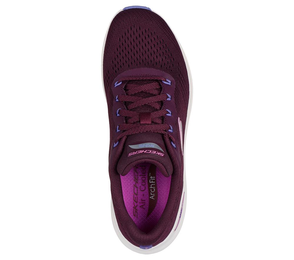 Women Skechers Arch Fit 2.0 - Big League Lace Up Shoes Plum Purple  USA |  6035-HAFCN