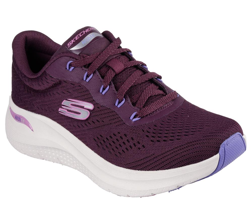 Women Skechers Arch Fit 2.0 - Big League Lace Up Shoes Plum Purple  USA |  6035-HAFCN