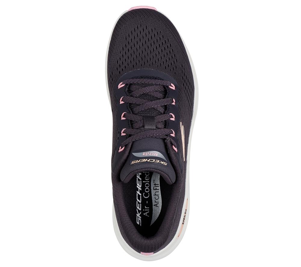 Women Skechers Arch Fit 2.0 - Big League Lace Up Shoes Pewter Grey  USA |  3860-OBAFT