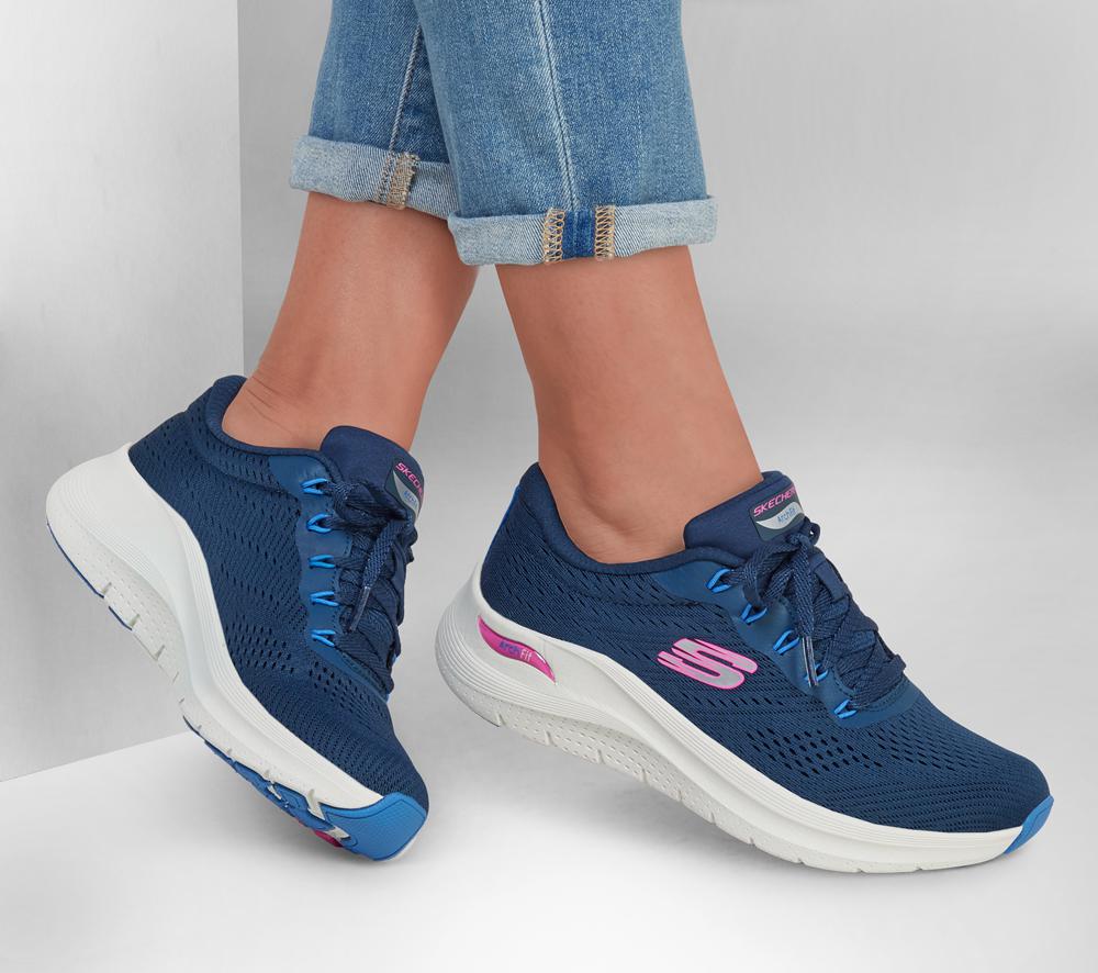 Women Skechers Arch Fit 2.0 - Big League Lace Up Shoes Navy / Multicolor  USA |  2319-YZFDU
