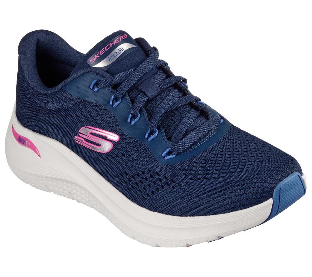 Women Skechers Arch Fit 2.0 - Big League Lace Up Shoes Navy / Multicolor  USA |  2319-YZFDU