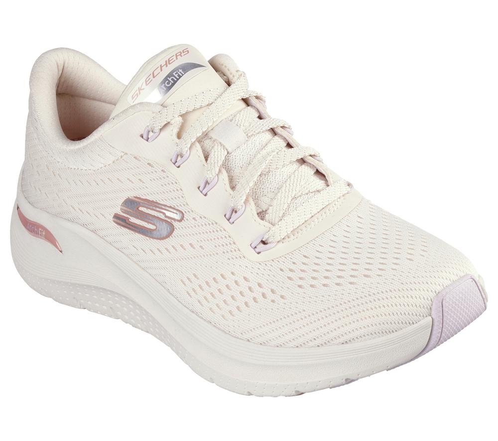 Women Skechers Arch Fit 2.0 - Big League Lace Up Shoes Natural / Multicolor  USA |  7852-HQTXC