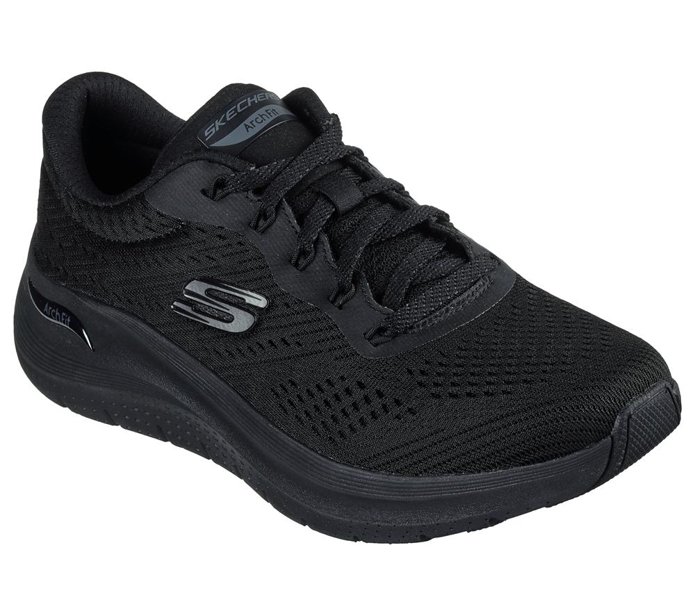 Women Skechers Arch Fit 2.0 - Big League Lace Up Shoes Black  USA |  1385-TXFAI