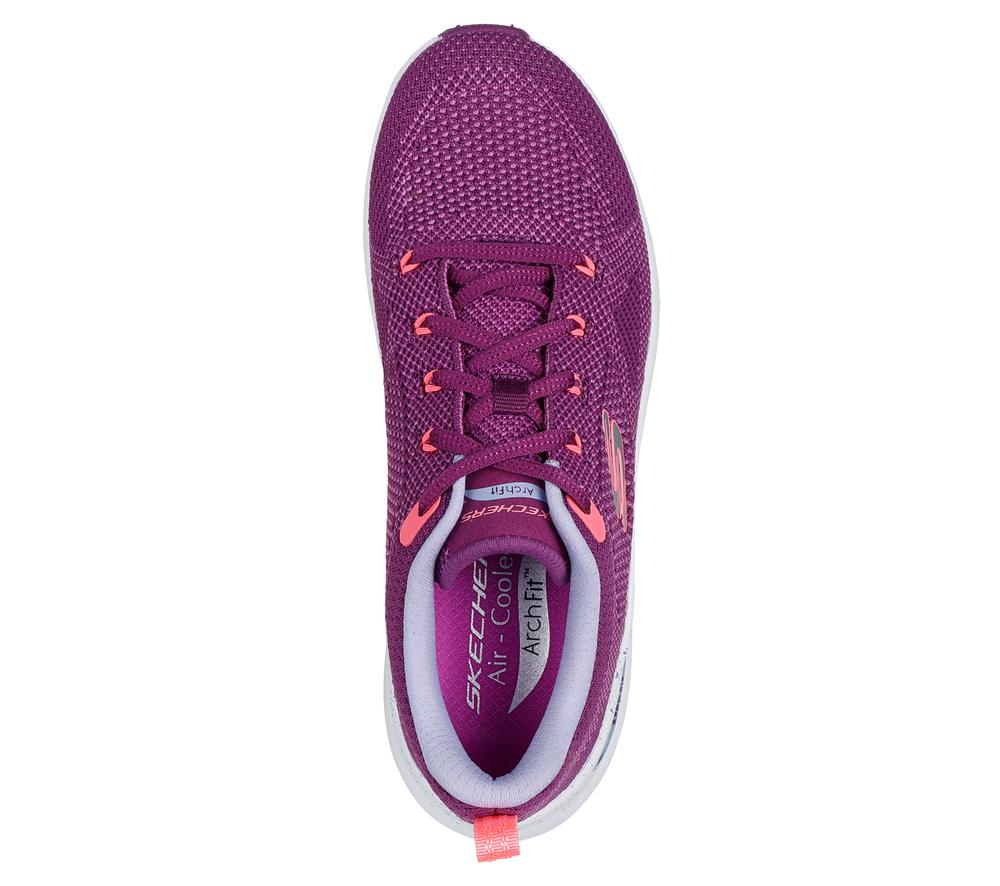 Women Skechers Arch Fit 2.0 - Fast Paced Lace Up Shoes Purple / Multi  USA |  5210-XPMZJ
