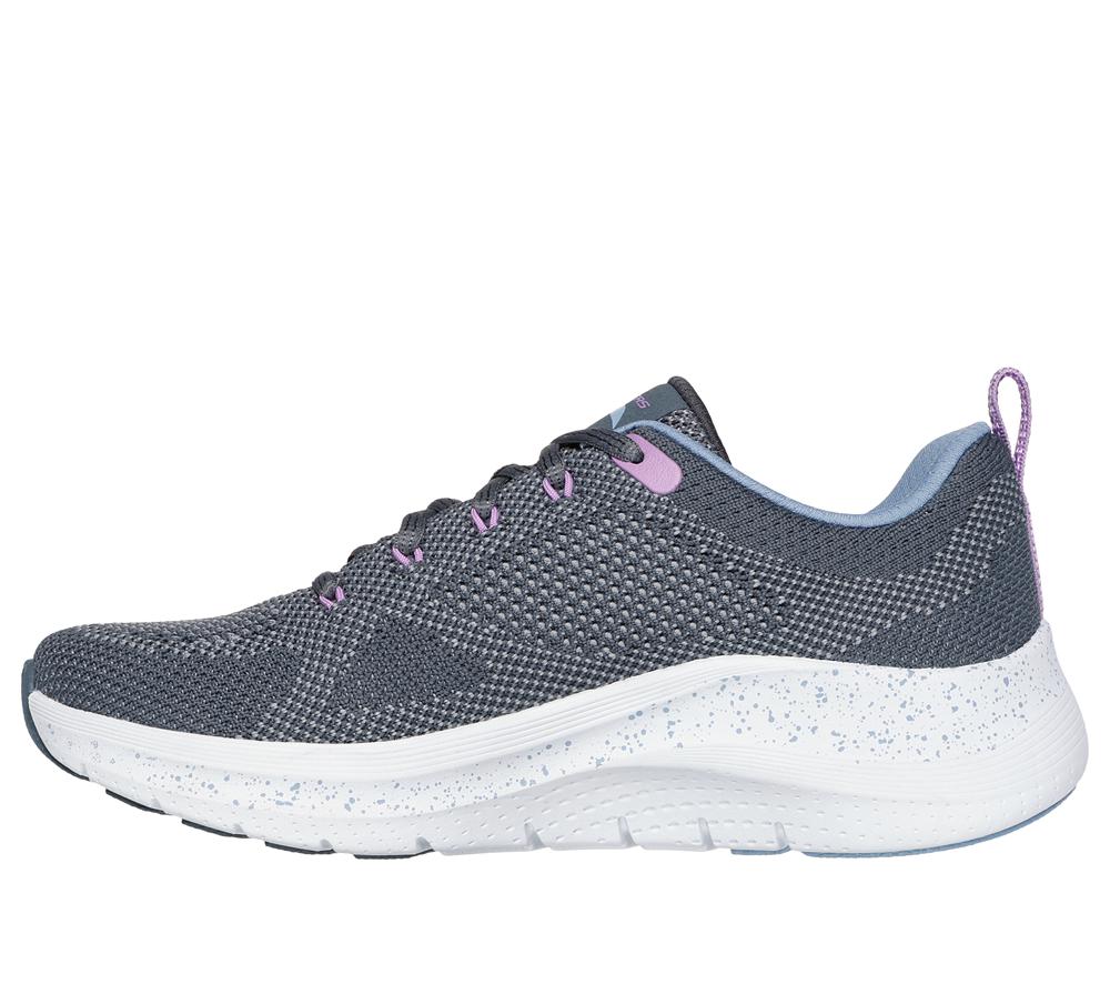 Women Skechers Arch Fit 2.0 - Fast Paced Lace Up Shoes Grey / Multicolor  USA |  8475-SUVBM