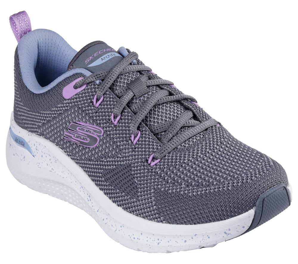 Women Skechers Arch Fit 2.0 - Fast Paced Lace Up Shoes Grey / Multicolor  USA |  8475-SUVBM