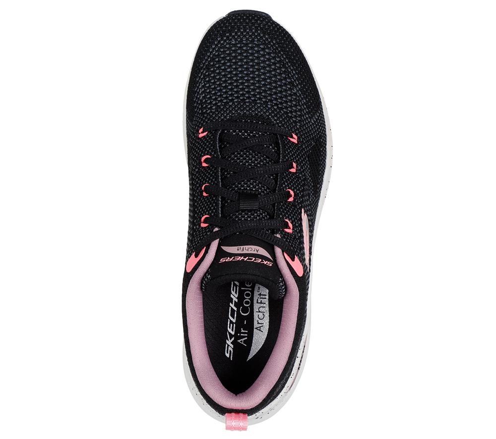 Women Skechers Arch Fit 2.0 - Fast Paced Lace Up Shoes Black / Multicolor  USA |  2058-KDSQU