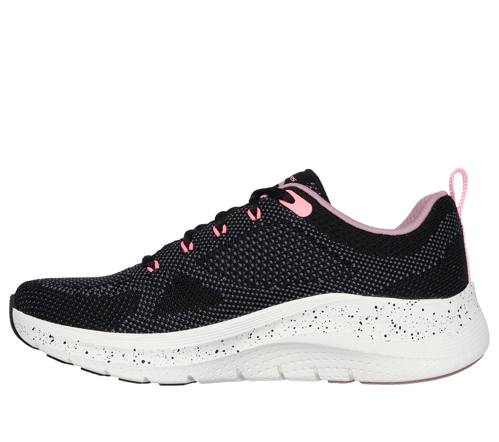 Women Skechers Arch Fit 2.0 - Fast Paced Lace Up Shoes Black / Multicolor  USA |  2058-KDSQU