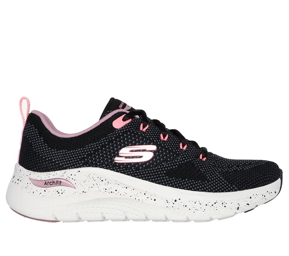 Women Skechers Arch Fit 2.0 - Fast Paced Lace Up Shoes Black / Multicolor  USA |  2058-KDSQU
