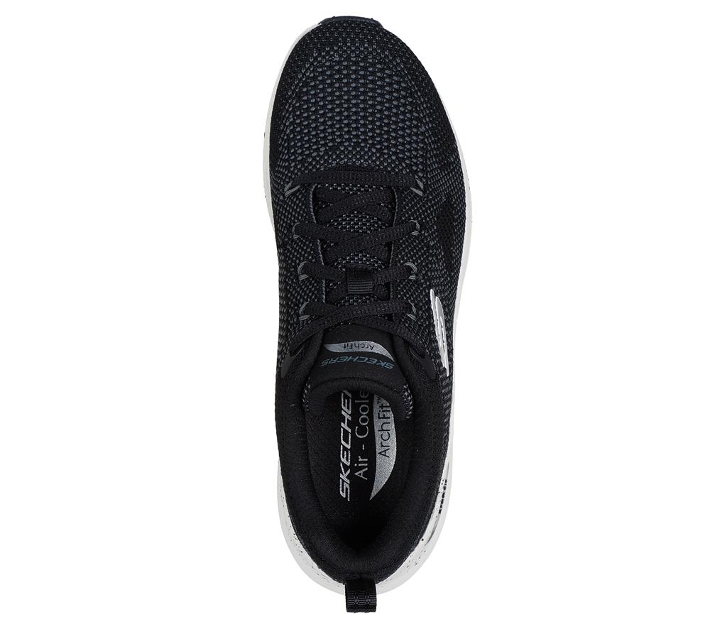 Women Skechers Arch Fit 2.0 - Fast Paced Lace Up Shoes Black / Charcoal  USA |  1523-PMISG