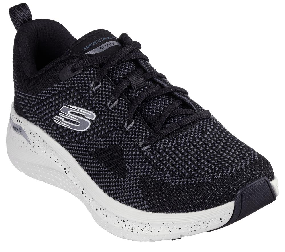 Women Skechers Arch Fit 2.0 - Fast Paced Lace Up Shoes Black / Charcoal  USA |  1523-PMISG