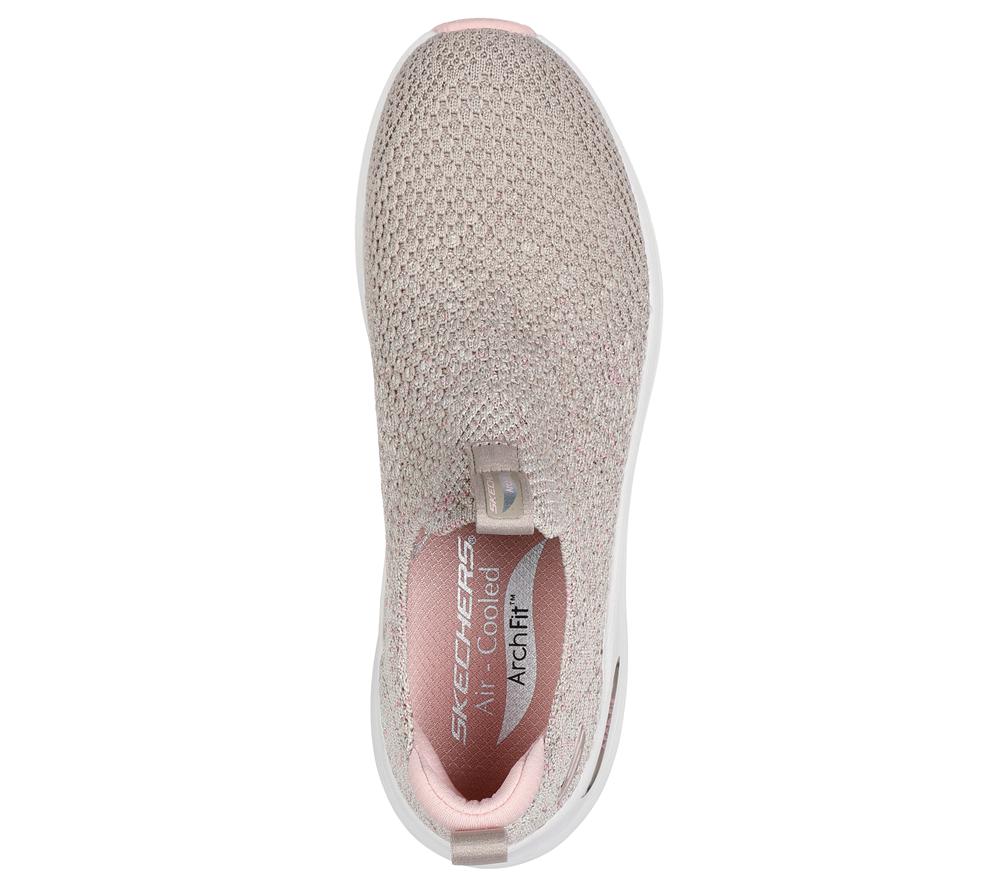 Women Skechers Arch Fit 2.0 - Sheer Shimmer Slip On Shoes Taupe / Pink  USA |  1683-XUJOE