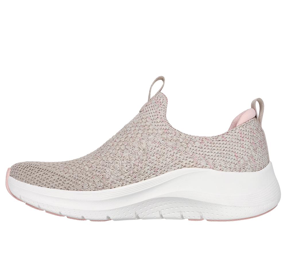 Women Skechers Arch Fit 2.0 - Sheer Shimmer Slip On Shoes Taupe / Pink  USA |  1683-XUJOE