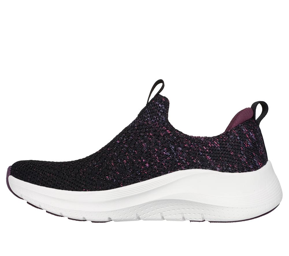 Women Skechers Arch Fit 2.0 - Sheer Shimmer Sneakers Black / Purple  USA |  3617-RKZFX